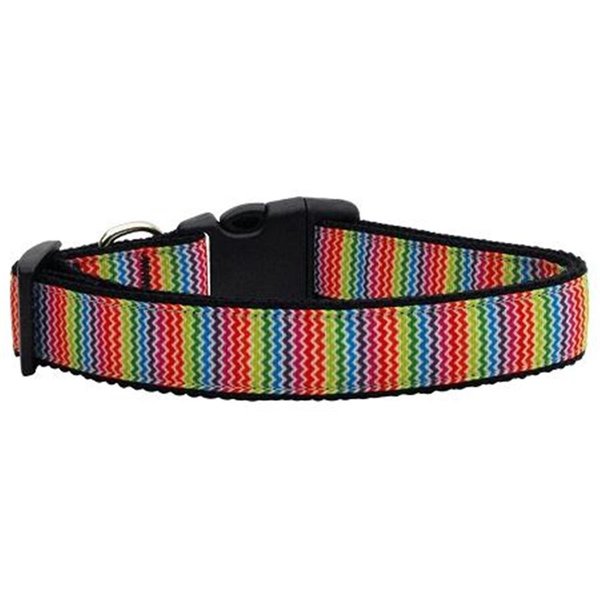 Unconditional Love Zigzaggy Rainbow Nylon Ribbon Dog Collars Large UN918869